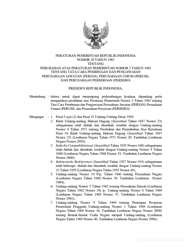 Peraturan Pemerintah Nomor 28 Tahun 1983