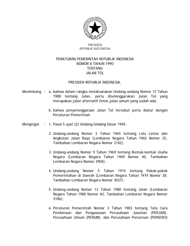Peraturan Pemerintah Nomor 8 Tahun 1990