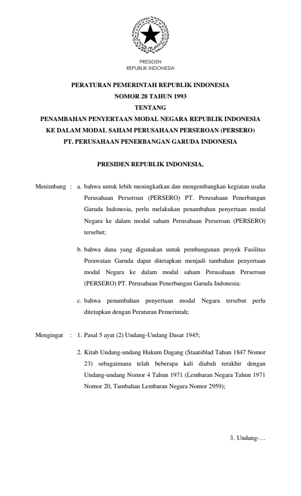 Peraturan Pemerintah Nomor 28 Tahun 1993