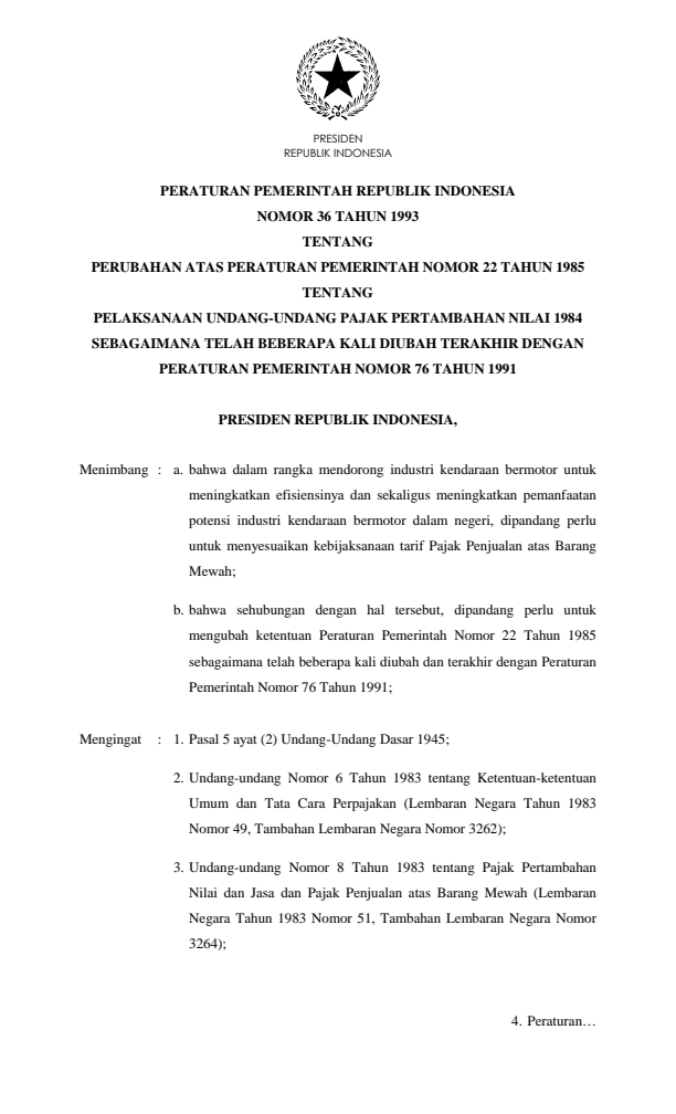 Peraturan Pemerintah Nomor 36 Tahun 1993
