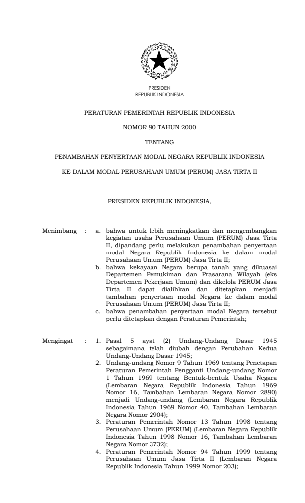 Peraturan Pemerintah Nomor 90 Tahun 2000