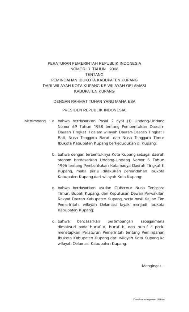 Peraturan Pemerintah Nomor 3 Tahun 2006