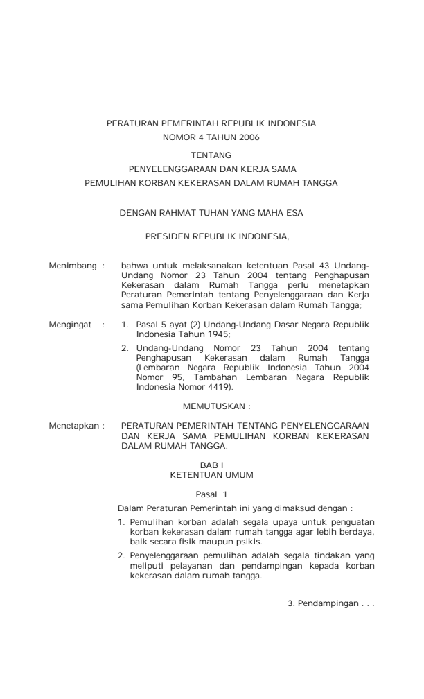 Peraturan Pemerintah Nomor 4 Tahun 2006