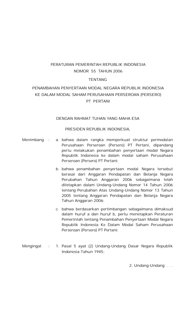 Peraturan Pemerintah Nomor 55 Tahun 2006
