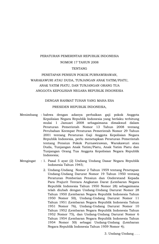 Peraturan Pemerintah Nomor 17 Tahun 2008