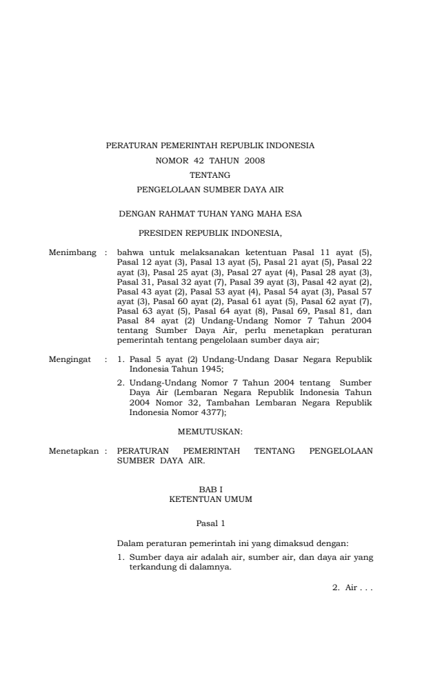 Peraturan Pemerintah Nomor 42 Tahun 2008
