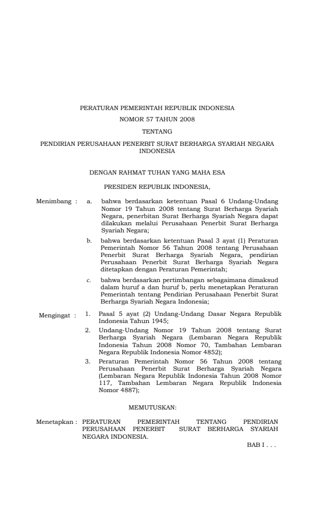 Peraturan Pemerintah Nomor 57 Tahun 2008