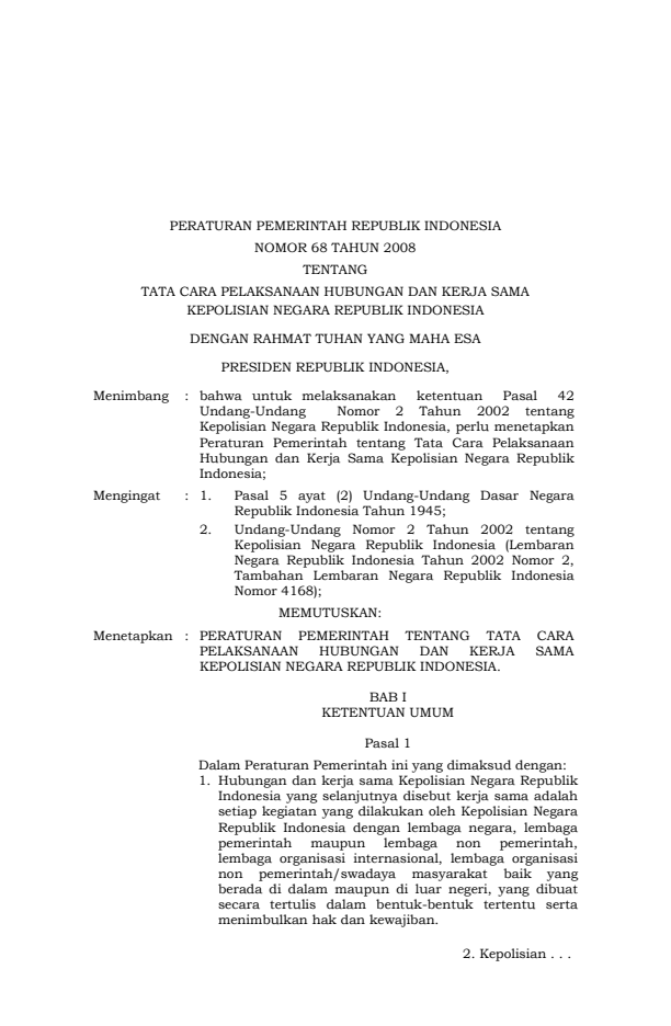Peraturan Pemerintah Nomor 68 Tahun 2008