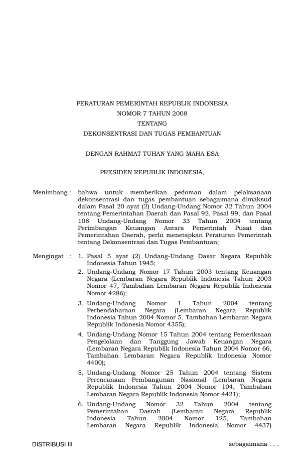 Peraturan Pemerintah Nomor 7 Tahun 2008