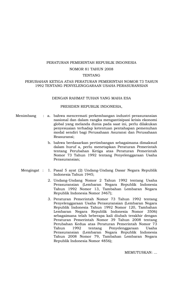 Peraturan Pemerintah Nomor 81 Tahun 2008