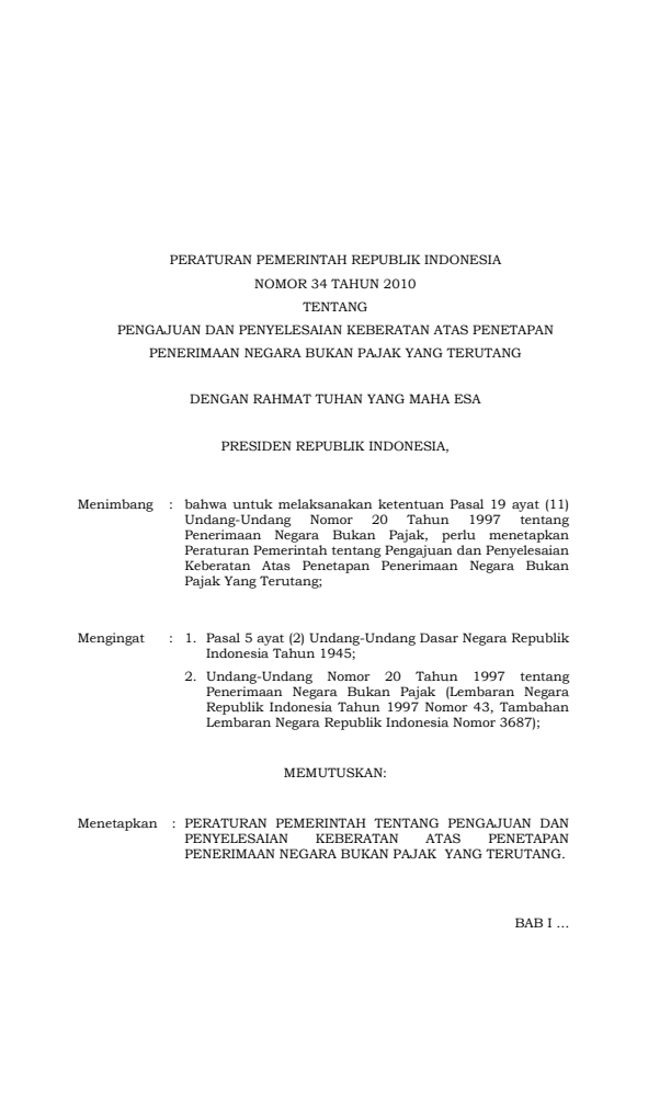 Peraturan Pemerintah Nomor 34 Tahun 2010