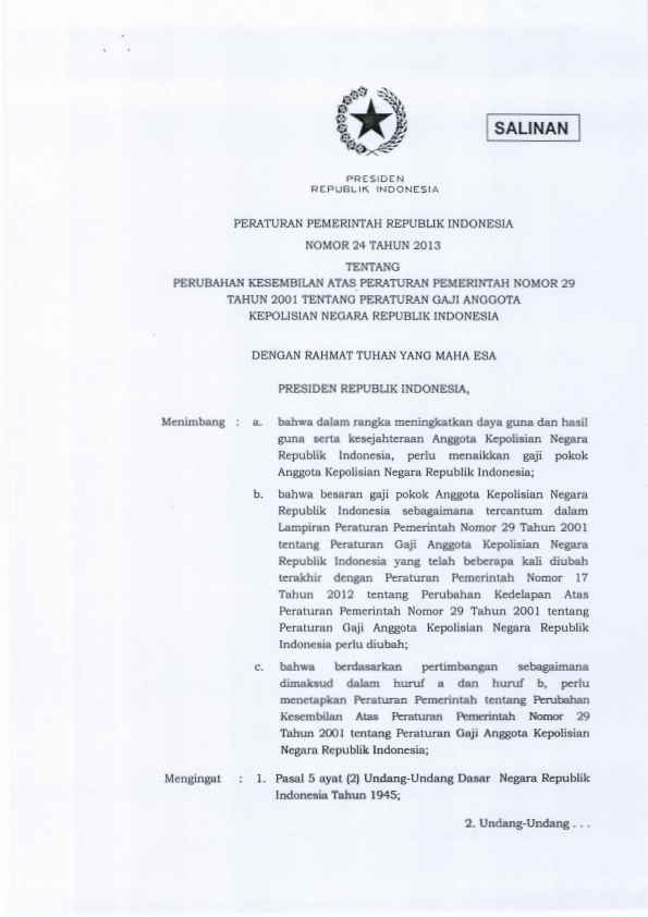 Peraturan Pemerintah Nomor 24 Tahun 2013