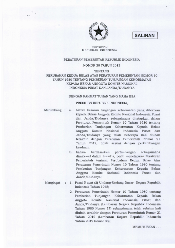 Peraturan Pemerintah Nomor 28 Tahun 2013
