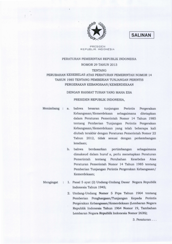 Peraturan Pemerintah Nomor 29 Tahun 2013