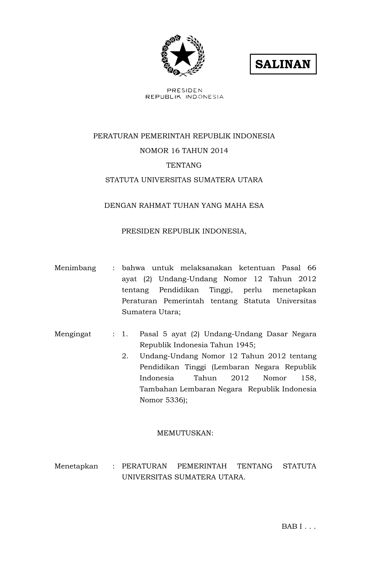 Peraturan Pemerintah Nomor 16 Tahun 2014