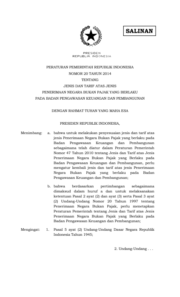 Peraturan Pemerintah Nomor 20 Tahun 2014
