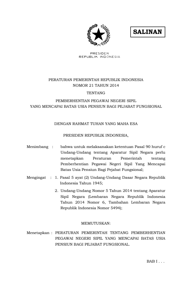 Peraturan Pemerintah Nomor 21 Tahun 2014