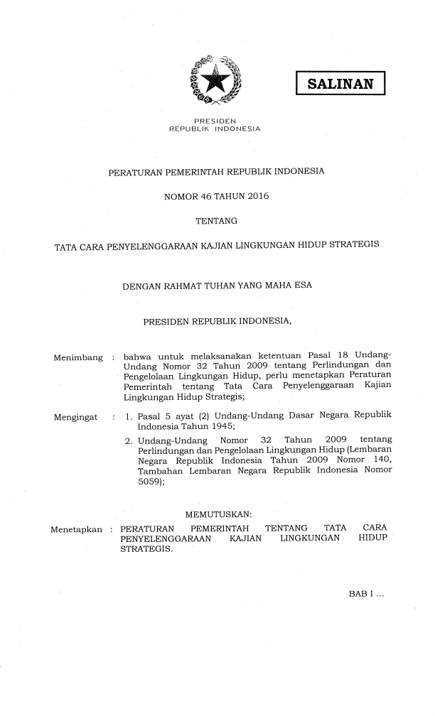 Peraturan Pemerintah Nomor 46 Tahun 2016