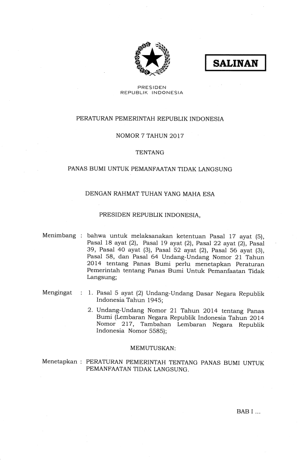 Peraturan Pemerintah Nomor 7 Tahun 2017