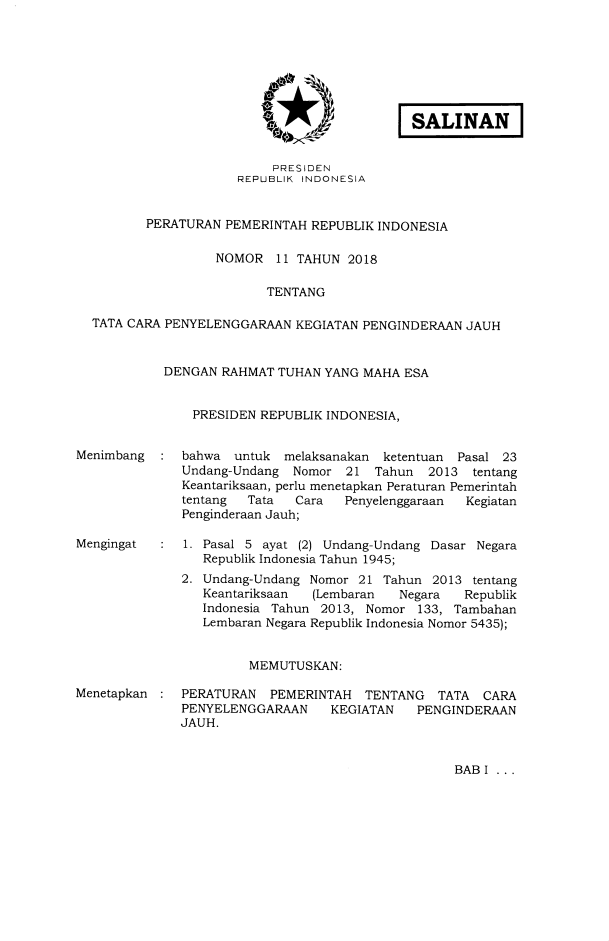 Peraturan Pemerintah Nomor 11 Tahun 2018