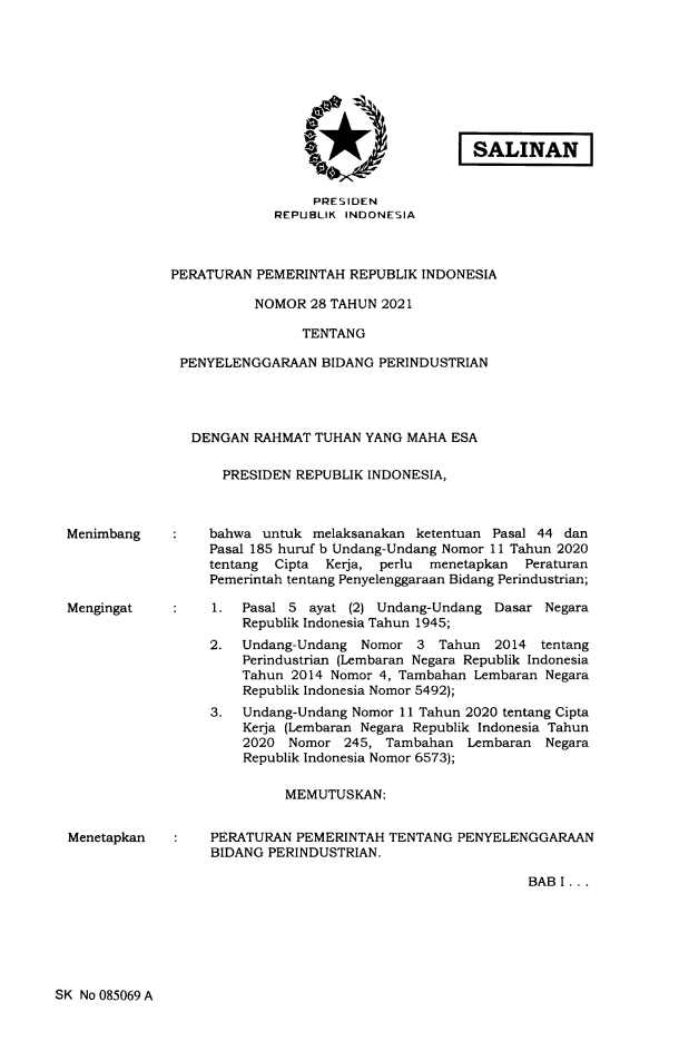 Peraturan Pemerintah Nomor 28 Tahun 2021