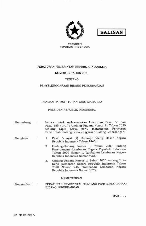 Peraturan Pemerintah Nomor 32 Tahun 2021