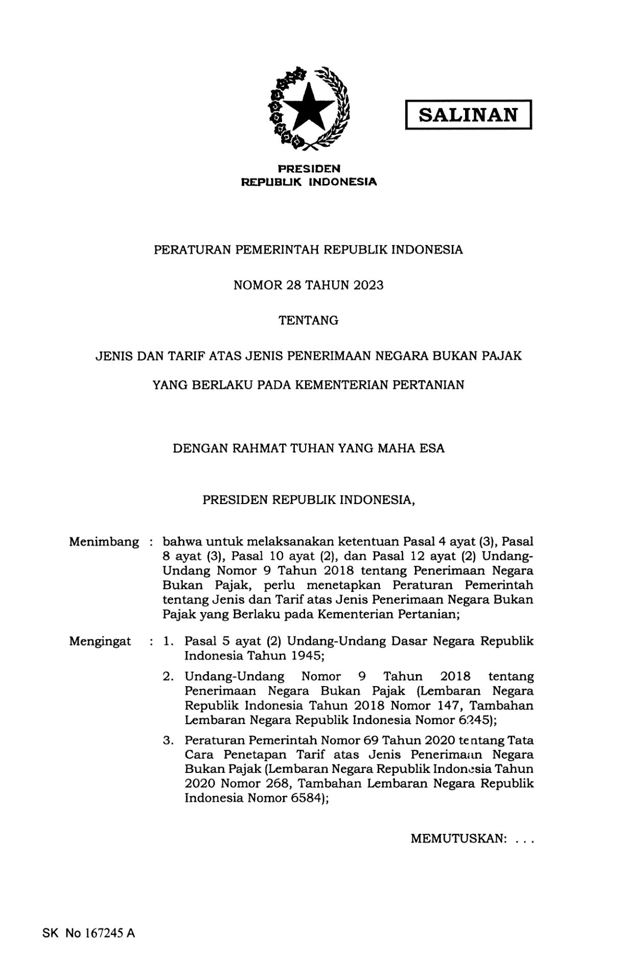 Peraturan Pemerintah Nomor 28 Tahun 2023