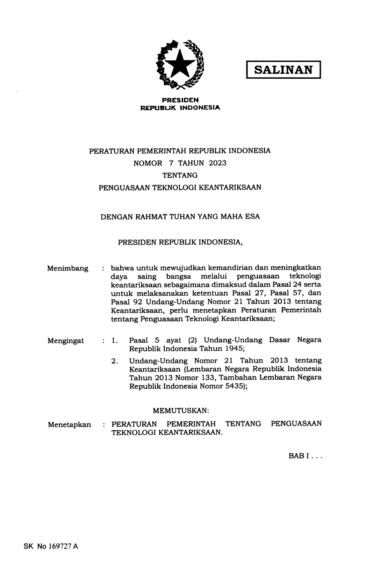 Peraturan Pemerintah Nomor 7 Tahun 2023