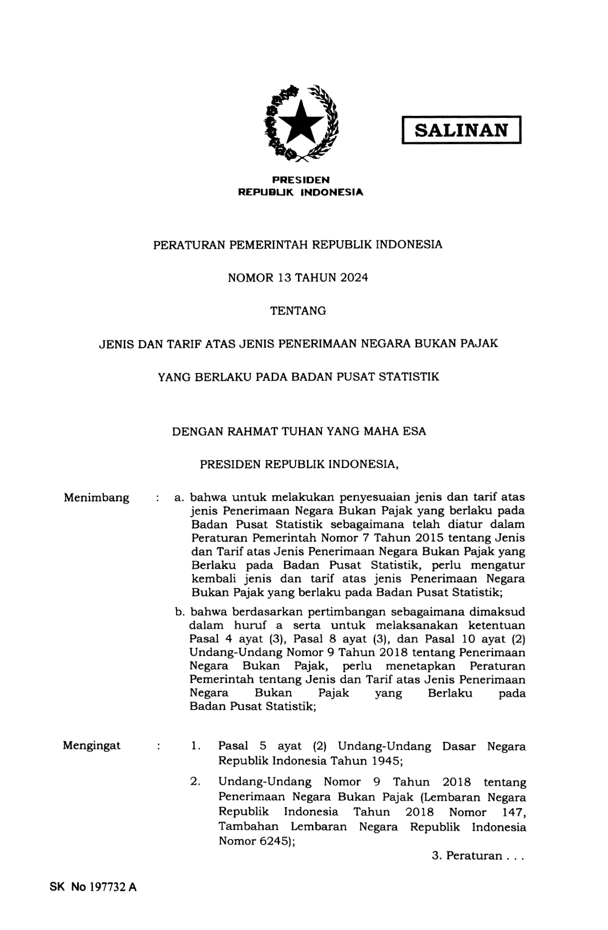 Peraturan Pemerintah Nomor 13 Tahun 2024