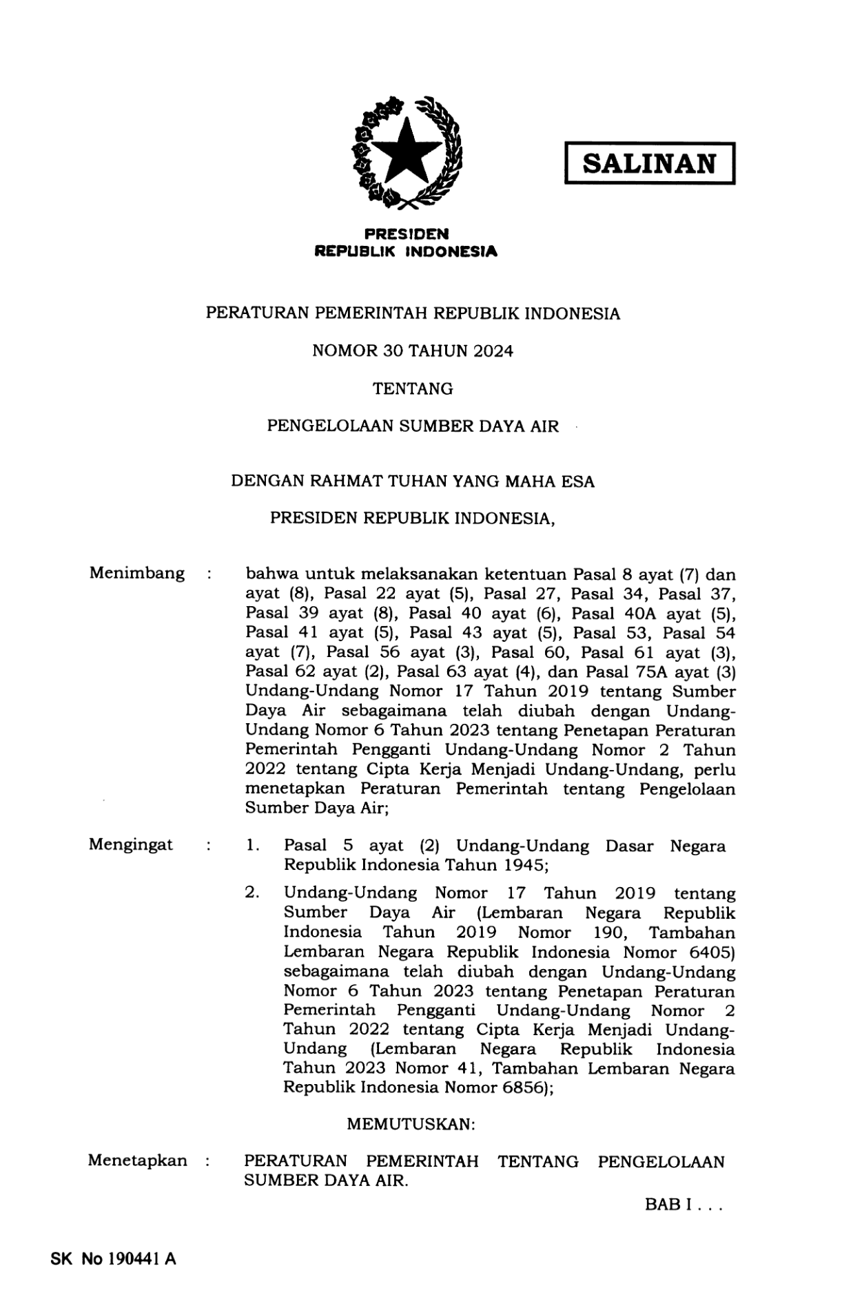 Peraturan Pemerintah Nomor 30 Tahun 2024