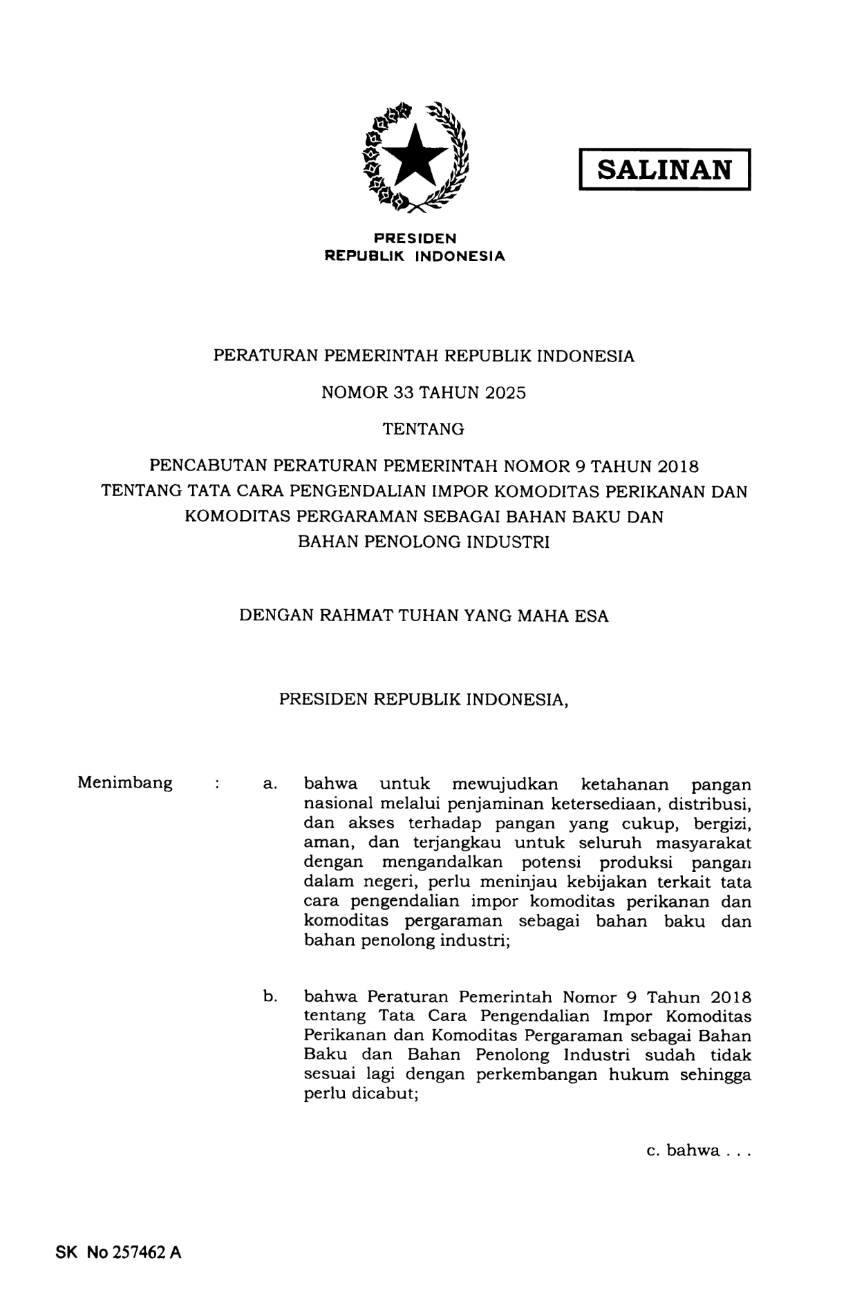 Peraturan Pemerintah Nomor 33 Tahun 2025