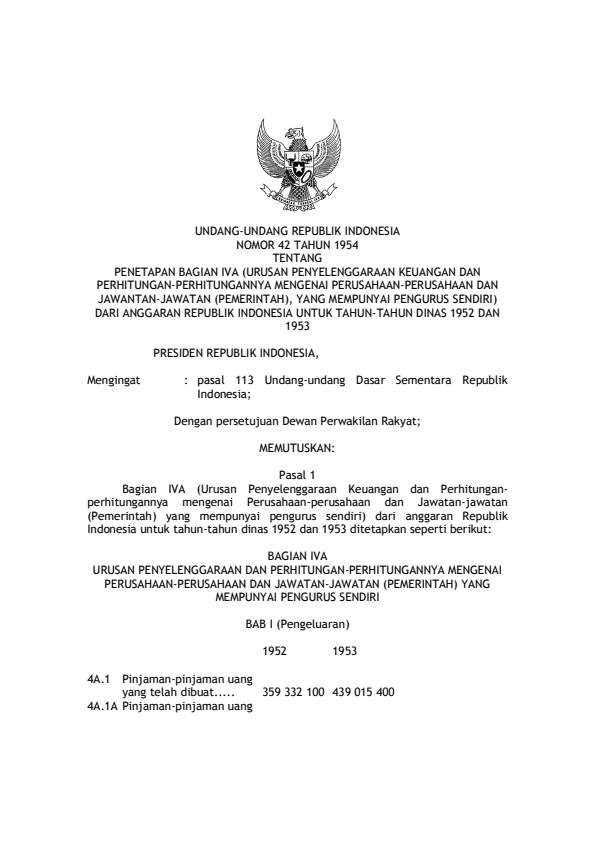 Undang-Undang Nomor 42 Tahun 1954