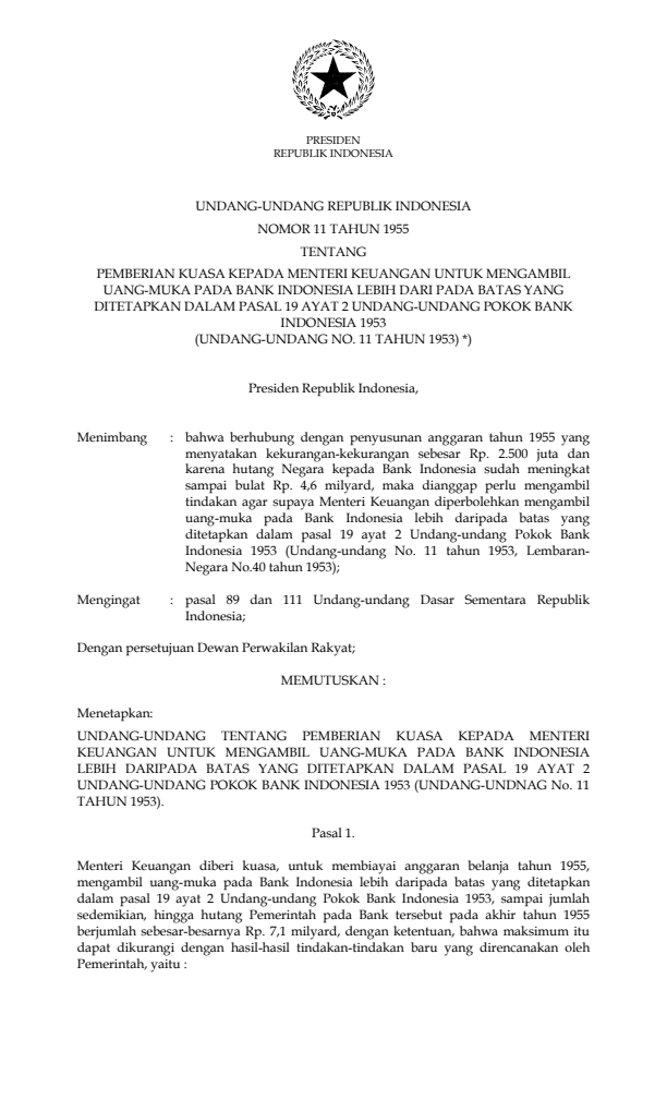 Undang-Undang Nomor 11 Tahun 1955