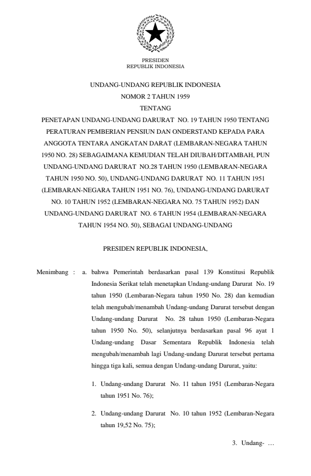 Undang-Undang Nomor 2 Tahun 1959