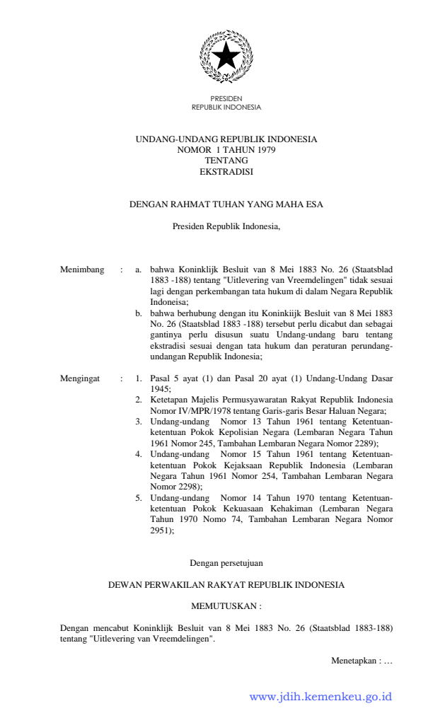 Undang-Undang Nomor 1 Tahun 1979