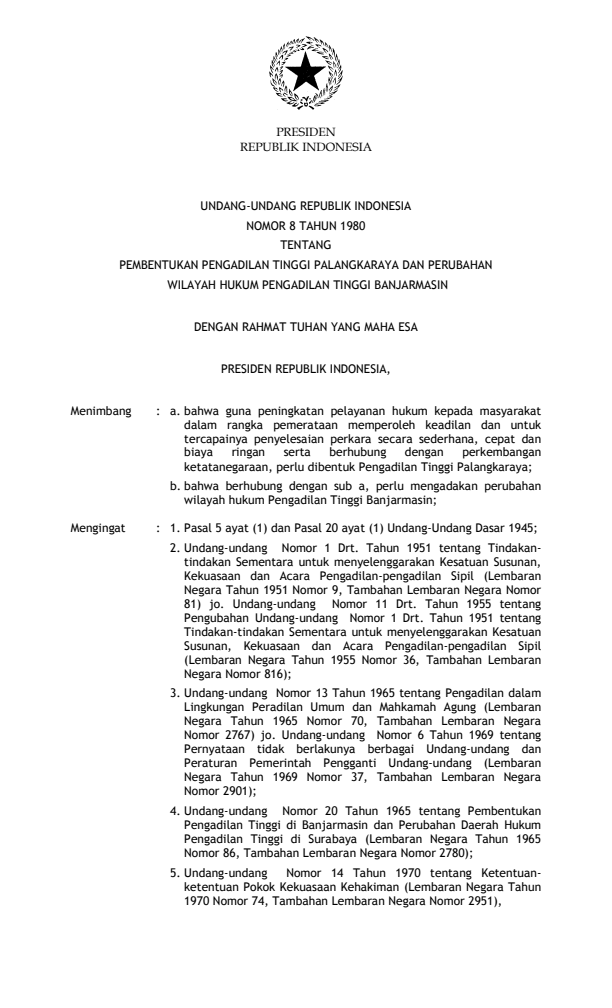 Undang-Undang Nomor 8 Tahun 1980