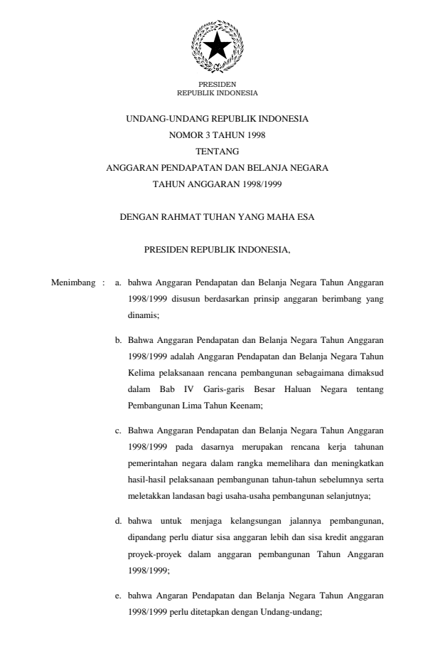 Undang-Undang Nomor 3 Tahun 1998
