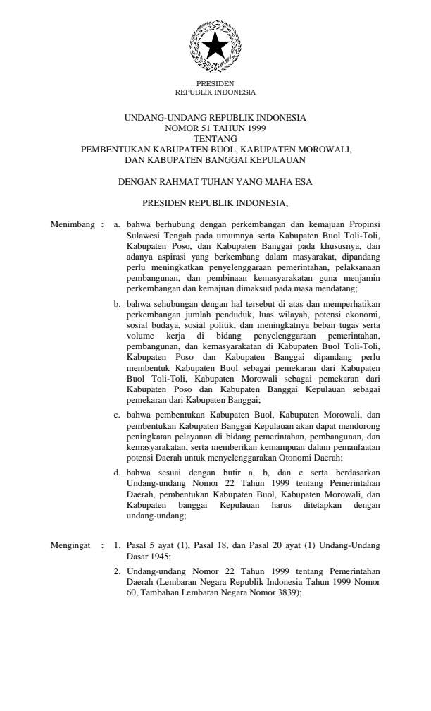 Undang-Undang Nomor 51 Tahun 1999