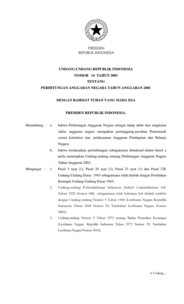 Undang-Undang Nomor 14 Tahun 2003