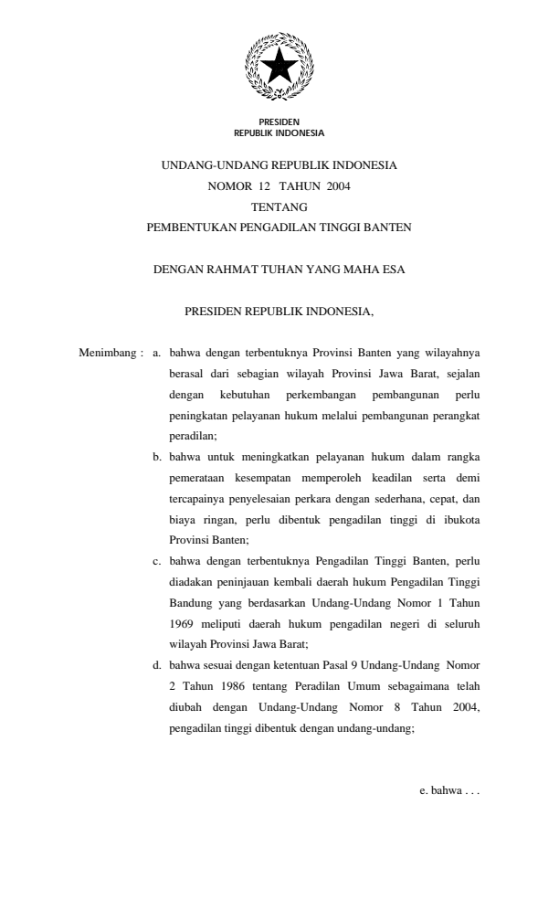Undang-Undang Nomor 12 Tahun 2004
