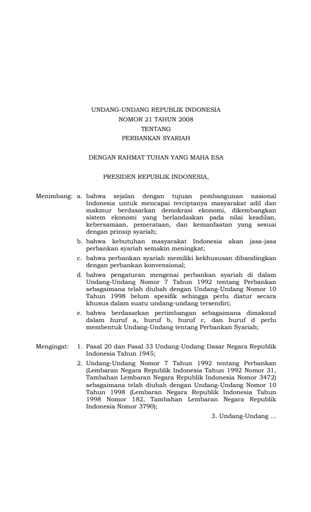 Undang-Undang Nomor 21 Tahun 2008