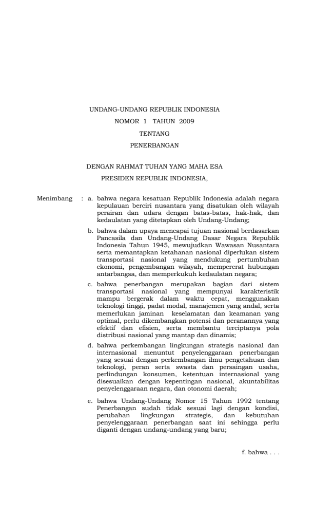 Undang-Undang Nomor 1 Tahun 2009