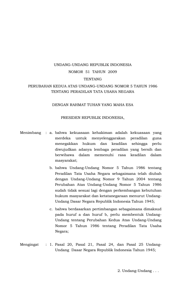 Undang-Undang Nomor 51 Tahun 2009