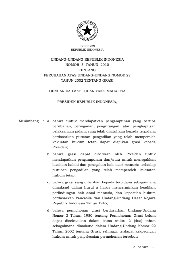 Undang-Undang Nomor 5 Tahun 2010
