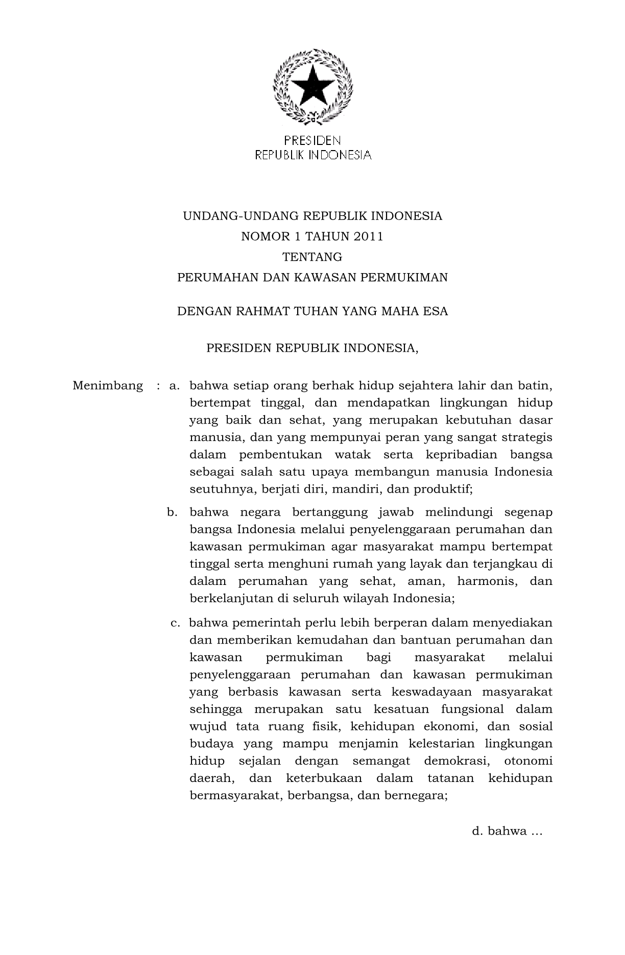 Undang-Undang Nomor 1 Tahun 2011