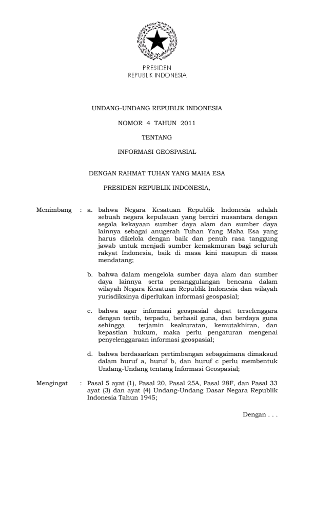 Undang-Undang Nomor 4 Tahun 2011