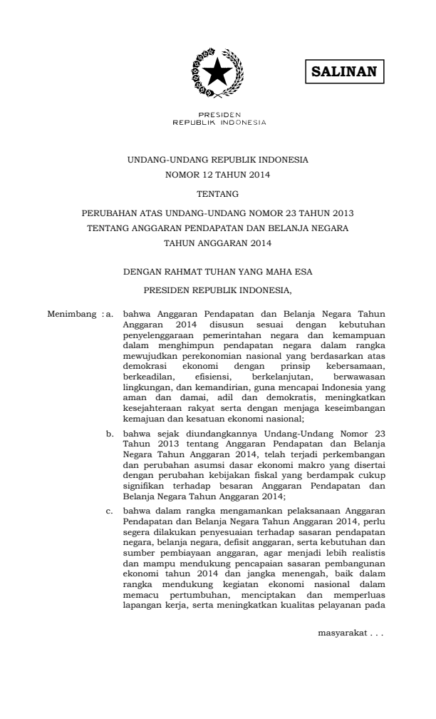 Undang-Undang Nomor 12 Tahun 2014