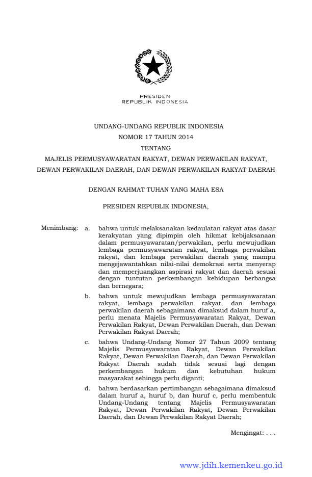 Undang-Undang Nomor 17 Tahun 2014