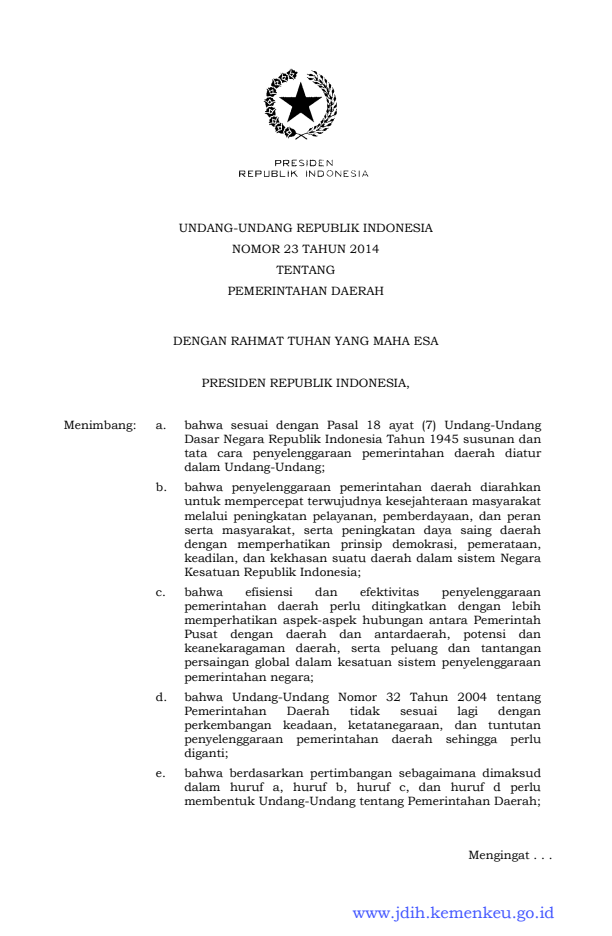 Undang-Undang Nomor 23 Tahun 2014