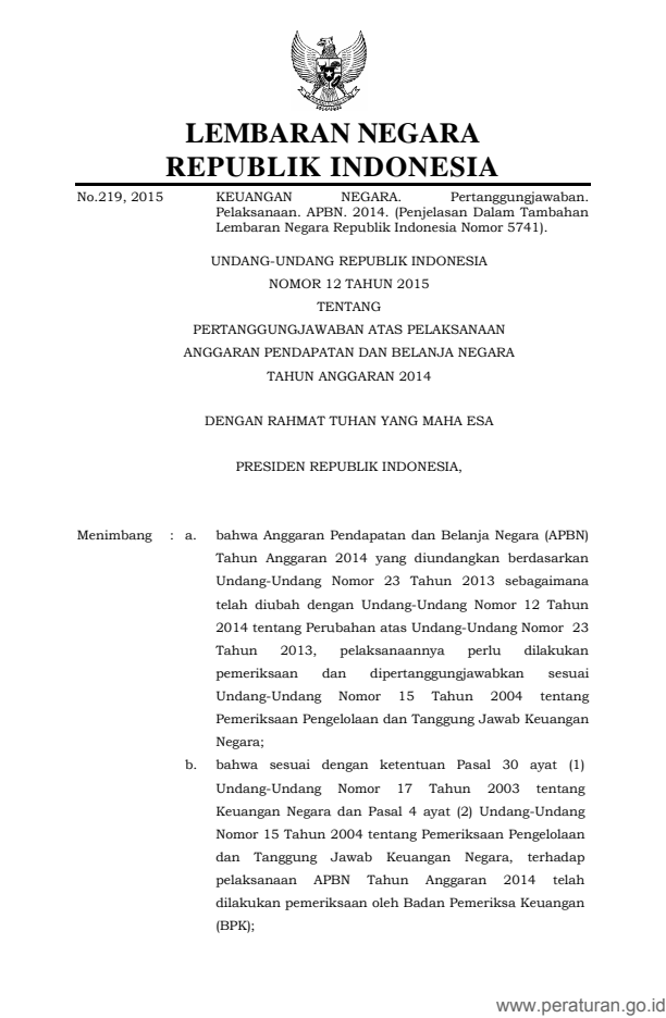 Undang-Undang Nomor 12 Tahun 2015